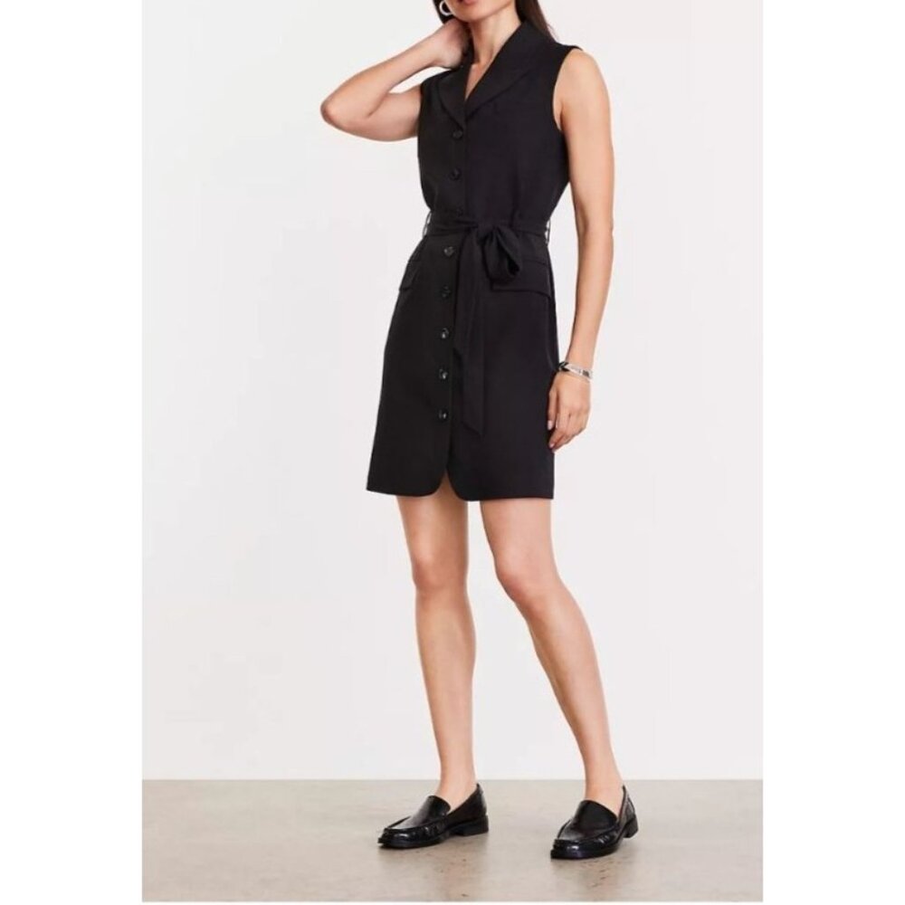 LOFT Versa Seasonless Black Stretch Mini Dress Preppy Academia Classic Size 18